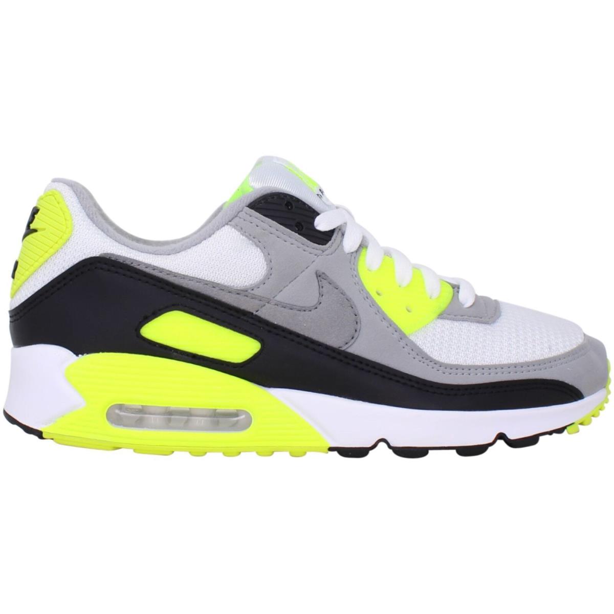 Nike Mens Air Max 90 Running Shoe Adult White Particle Grey Volt Black Lt Smok