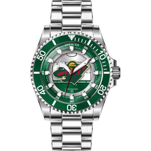 Invicta Women`s 42214 Nhl Minnesota Wild Quartz 3 Hand White Silver Watch