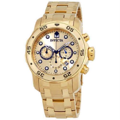 Invicta Pro Diver Chronograph Gold Dial Men`s Watch 21924 - Dial: Gold, Band: Yellow Gold-plated, Bezel: Yellow Gold-plated