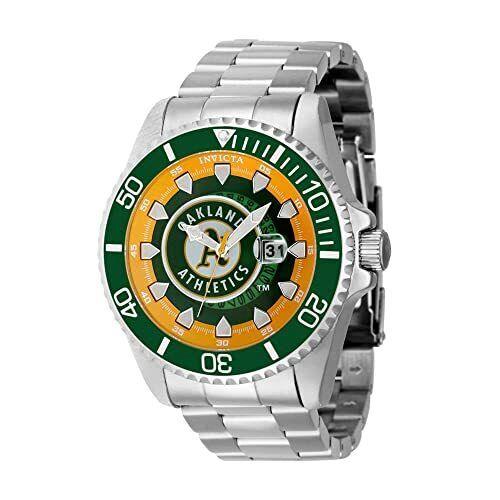 Invicta Men`s 43473 Mlb Oakland Athletics Quartz Green Yellow Silver Watch