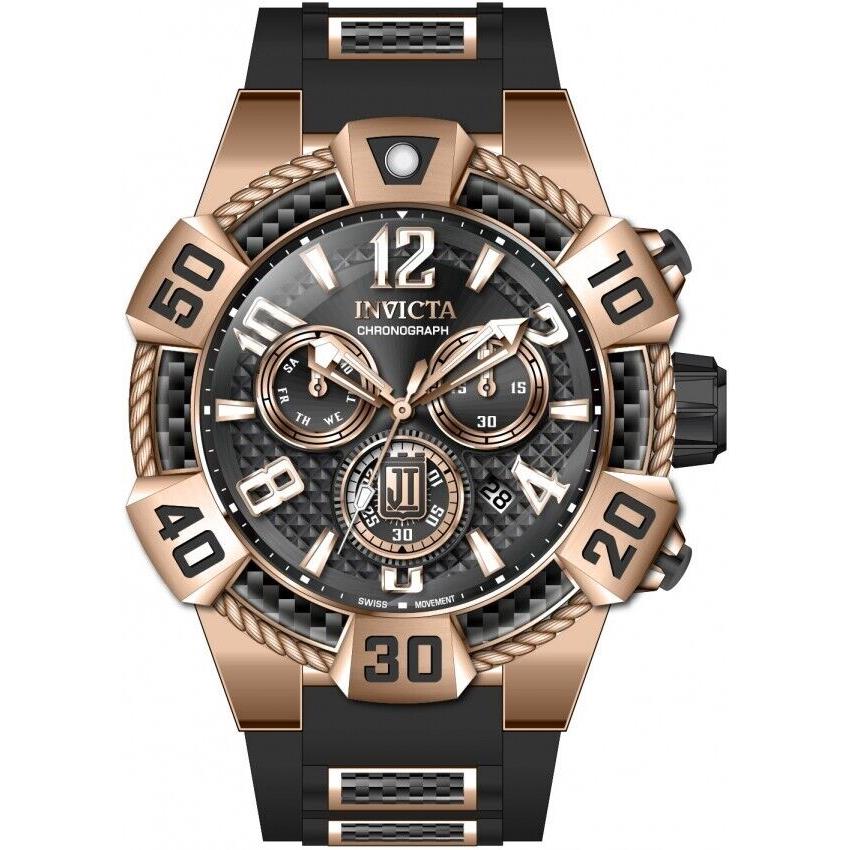 Invicta Men`s 52mm Jason Taylor Black Dial Chronograph Rose Gold Watch 40443