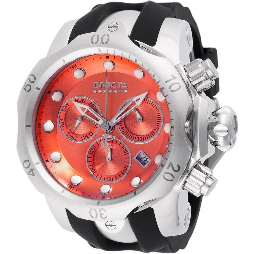 Invicta Venom Chronograph Date Quartz Orange Dial Men`s Watch 46459