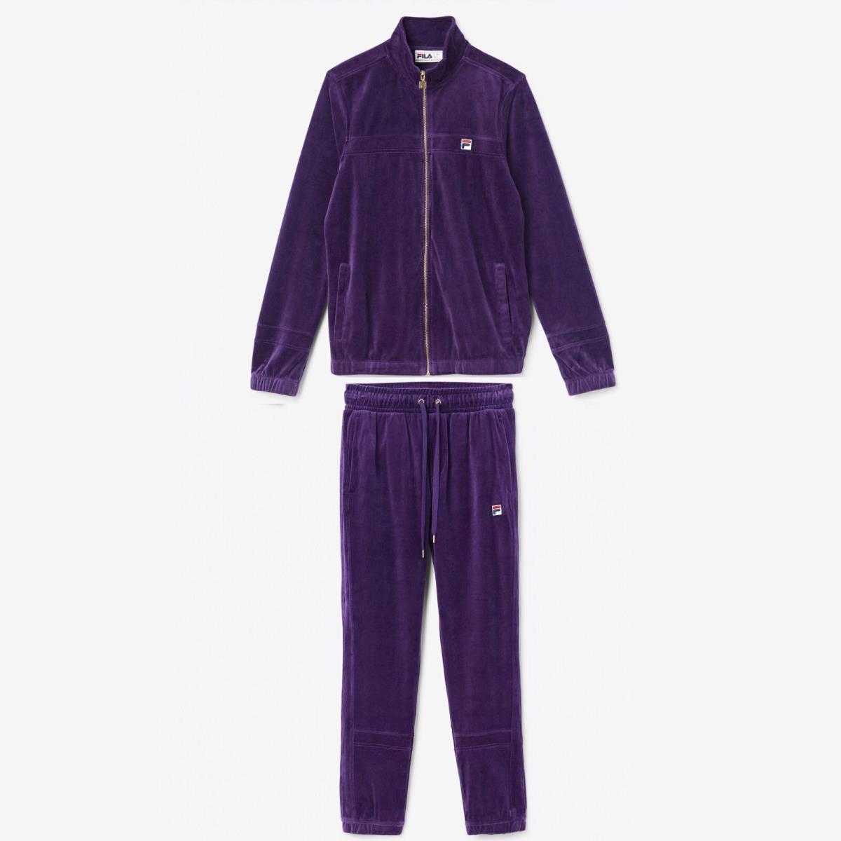 Fila Men`s Velour Sweatsuit Tracksuit Solid Purple Velvet M L XL 2XL 3XL 4XL