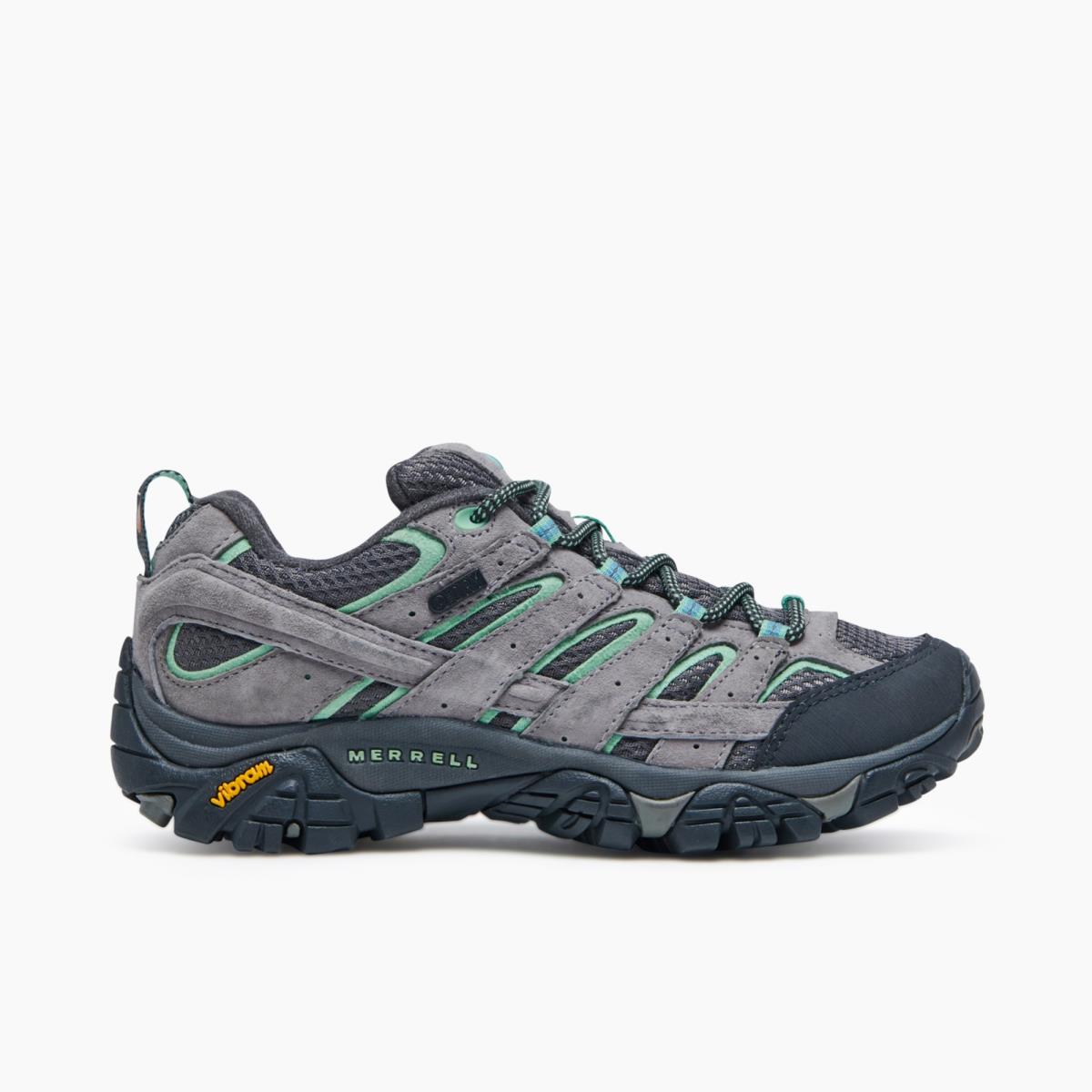 Merrell Women Moab 2 Waterproof Wide Width Hiking Shoes Suede Leather-and-mesh Drizzle/Mint