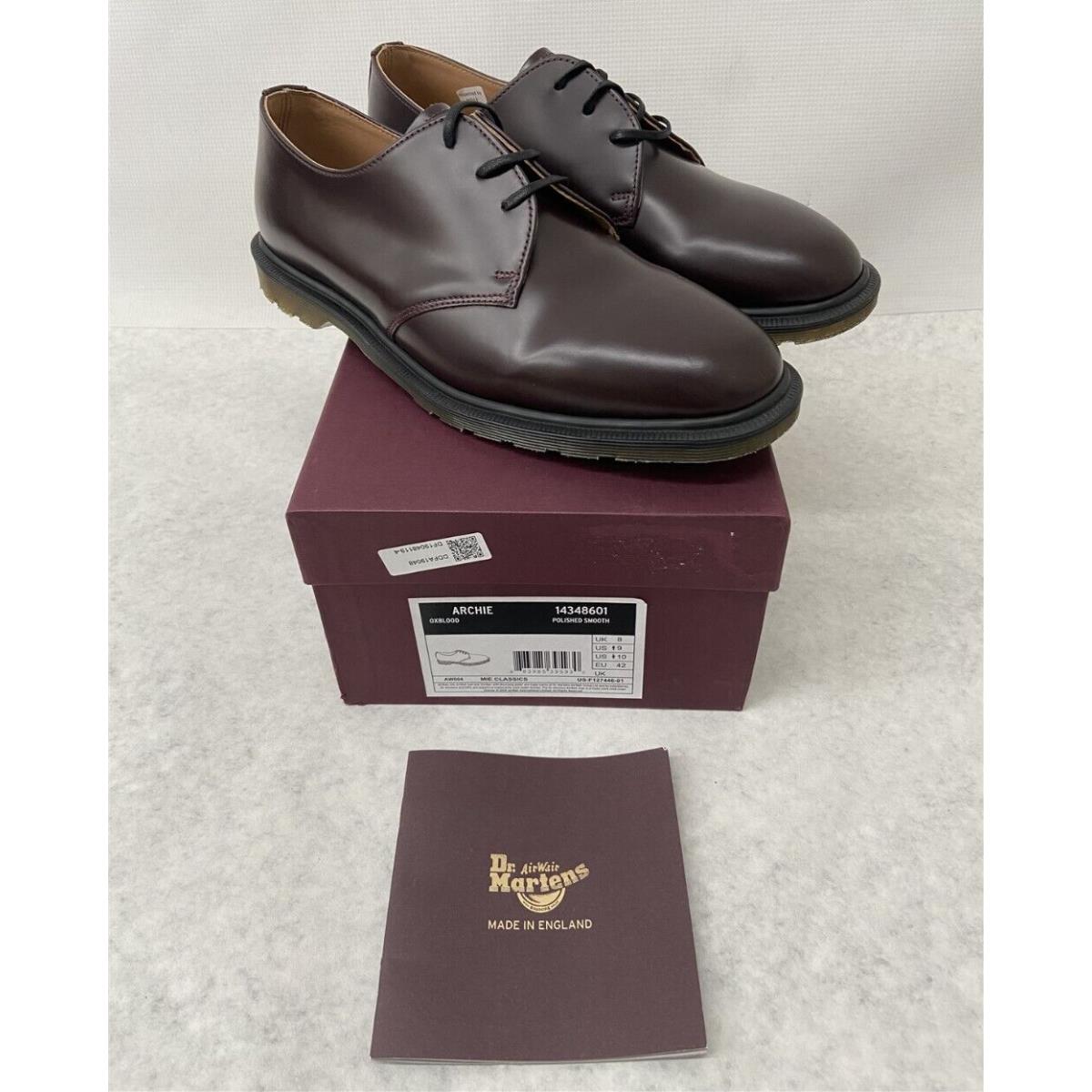 Doc / Dr Martens Archie Polished Smooth Oxblood Shoe Made in Engl