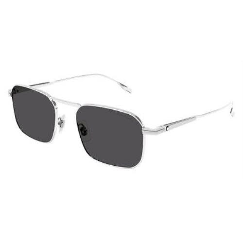 Montblanc MB0218S Sunglasses Men Silver / Gray Square 53mm