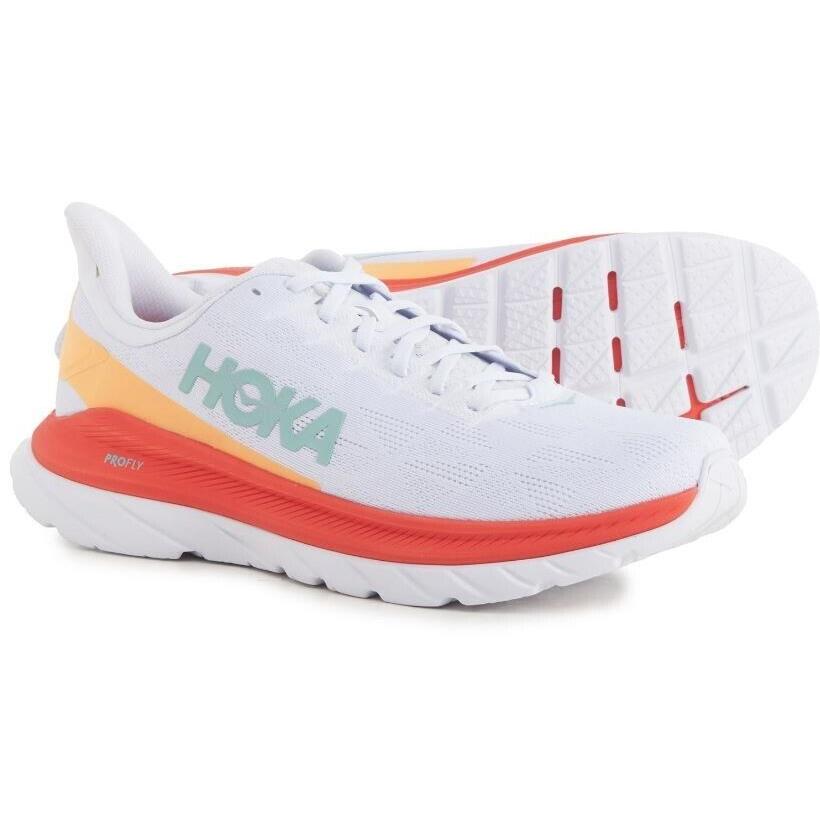 Men`s Hoka One One Mach 4 1113528 Wfs White Running Shoes Sneakers - White