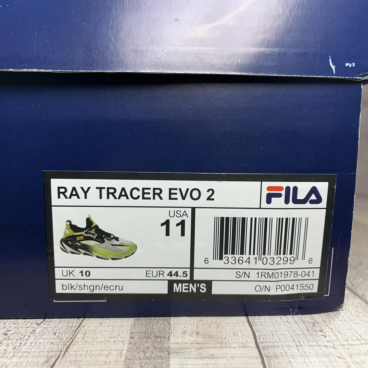 Fila Ray Tracer Evo 2 Men s Running Shoes Sharp Green Size 11 1RM01978 041 SporTipTop