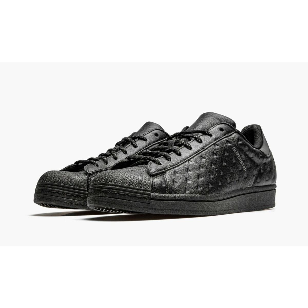 Mens Adidas PW Superstar HU Pharrell Williams Triple Black Casual Lifestyle Shoe