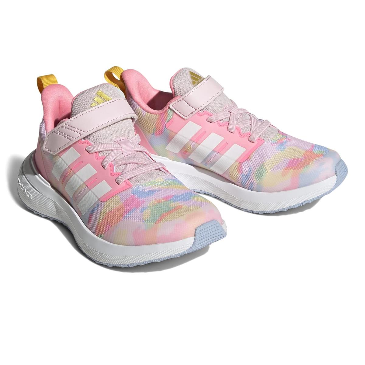 Girl`s Shoes Adidas Kids Fortarun 2.0 Elastic Little Kid/big Kid Clear Pink/White/Blue Dawn
