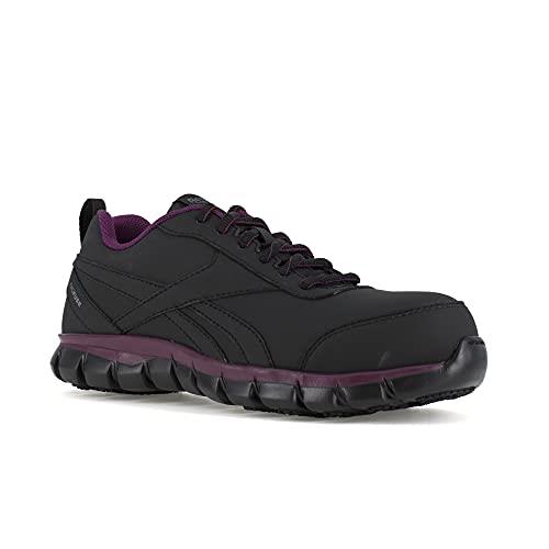 Reebok Men`s Sublite Cushion Safety Toe Athletic Work Shoe Industrial Black/plu Black/Plum