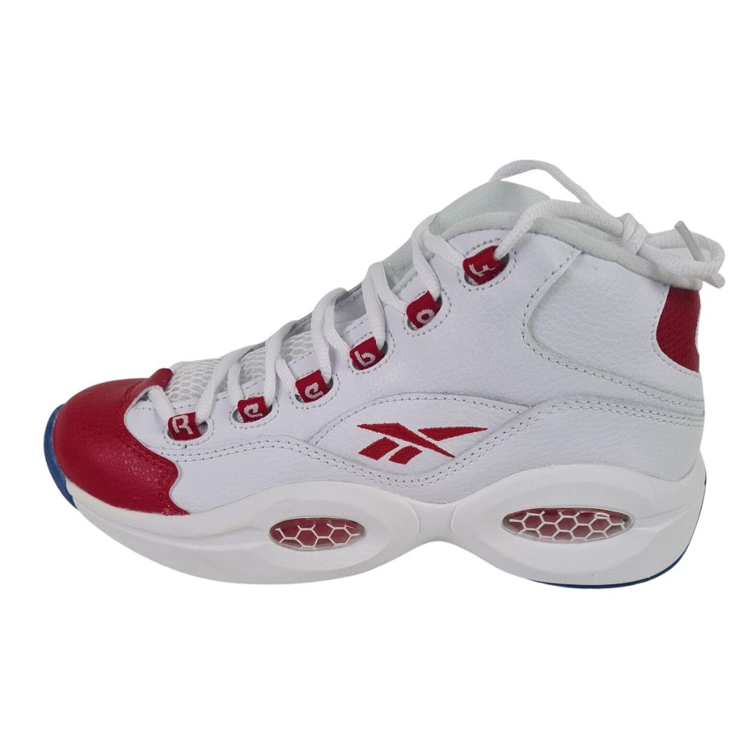 Reebok Iverson Question Mid White Red Athletic Shoes Size 5.5 Boys = 7 Women DS