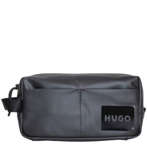 Hugo Boss Men`s Bag Quantum-washbag Black Faux-leather Travel Case