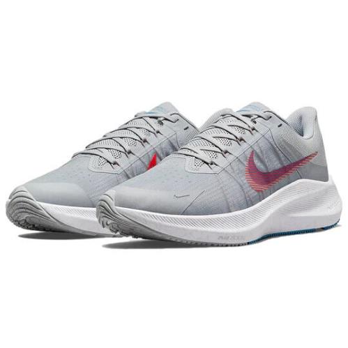 Nike Winflo 8 Running Shoes Wolf Gray Bright Crimson CW3419-004 Men`s