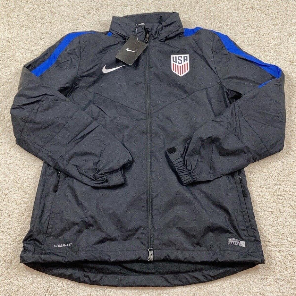 Nike Womens Medium M Team Usa Soccer Full Zip Jacket Storm Fit Black 742430 010