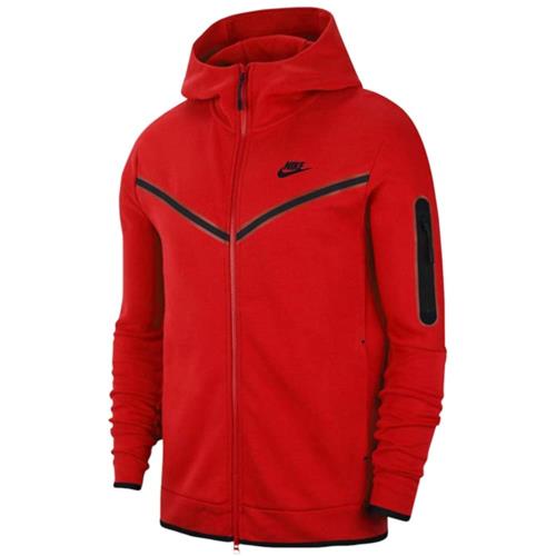 Men`s Nike Sportswear Gym Red/black Tech Fleece Full-zip Hoodie CU4489 657 - Gym Red/Black