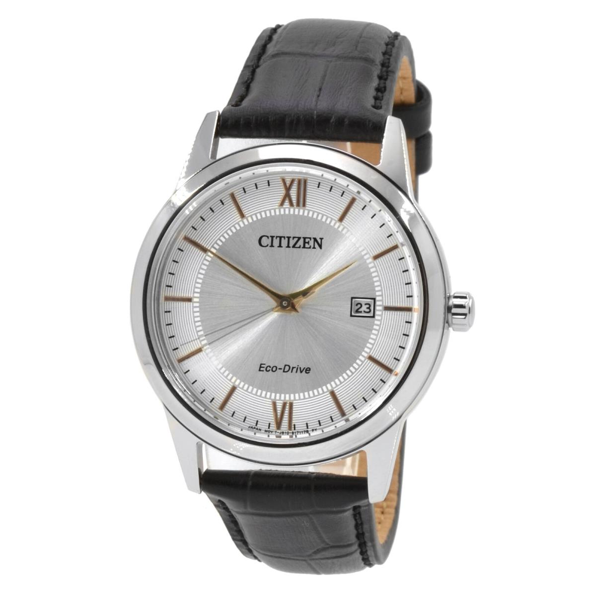 Citizen AW1236-03A Gent`s Silver Dial Black Strap Eco-drive Watch - Face: Silver, Dial: Silver, Band: Black