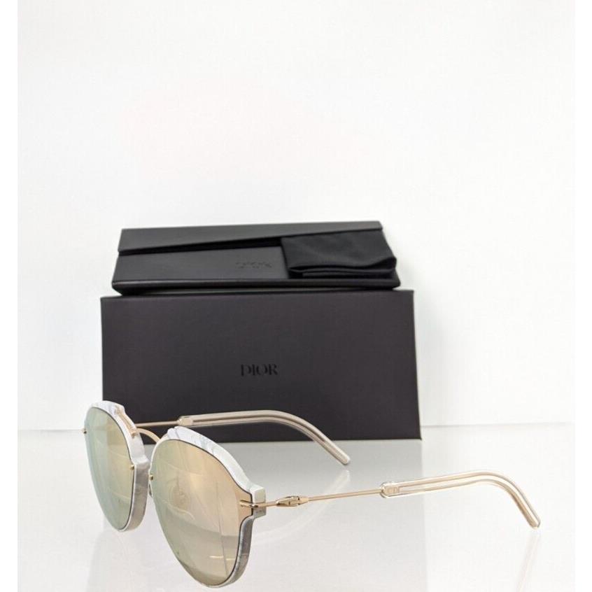 Christian Dior Sunglasses Dior Eclat GBZ0J 60mm Frame - Frame: White/Grey & Gold, Lens: Pink/Blue