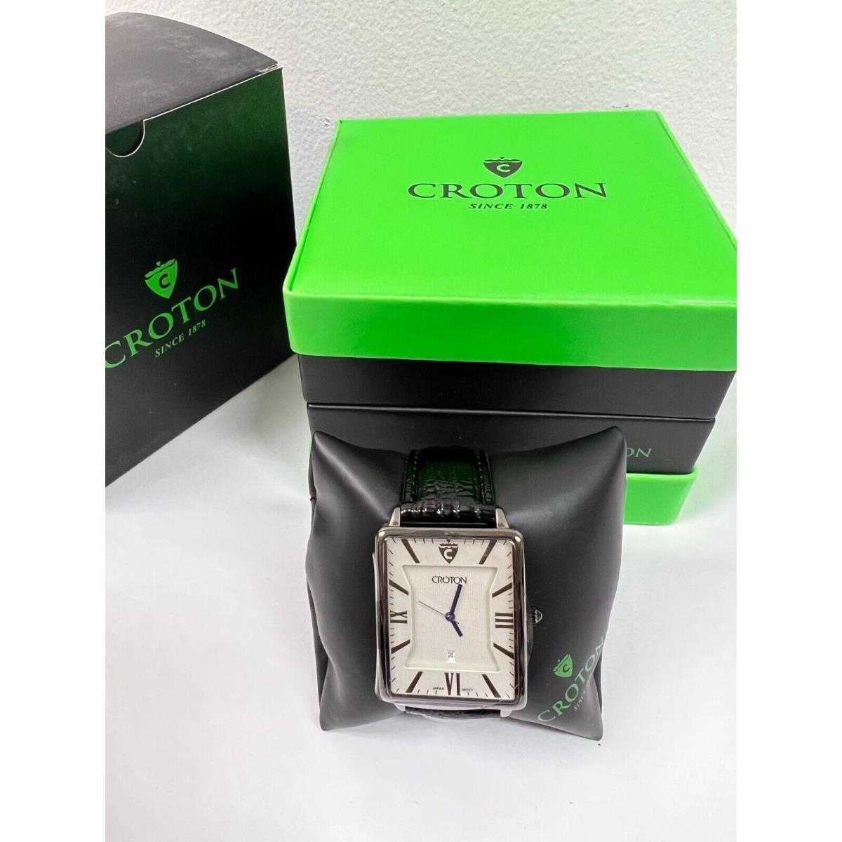 Croton Men`s Watch Aristocrat Silver Dial Black Leather Watch CN307412
