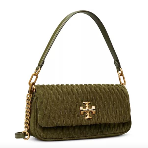 Tory Burch Kira Ruched Suede Small Top Handle Shoulder Bag-leccio