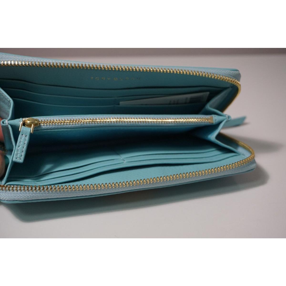 Tory Burch Britten Light Blue Pebbled Leather Zip Around Continental Wallet  - Tory Burch wallet - 005425263832 | Fash Brands