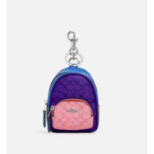 Coach Mini Court Backpack Bag Charm In Color Lock Signature Canvas Sv/sport  Purple - Coach bag - 082102481369 | Fash Brands