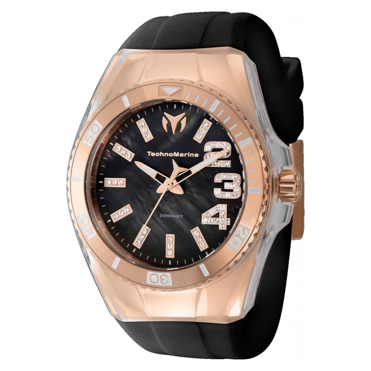 Watch Technomarine TM-121247 Cruise Lady 42 mm Stainless Steel - Dial: Black, Band: Black, Bezel: Rose Gold