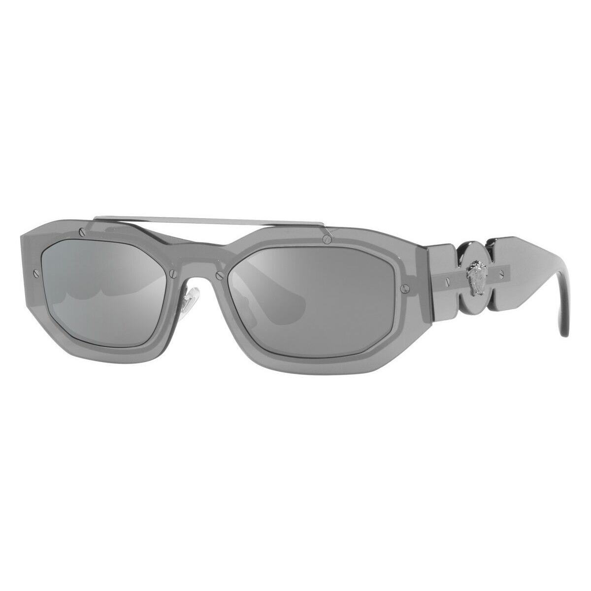 Versace VE2235 10016G Medusa Biggie Sunglasses Transparent Grey Mirror Silver 51