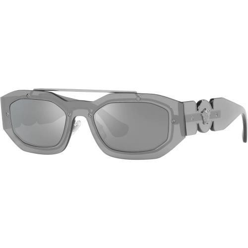 Versace VE2235 10016G 51mm Transparent Grey Silver Grey Mirror Men`s Sunglasses