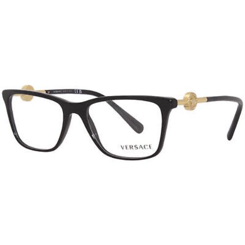 Versace VE3299B GB1 Eyeglasses Frame Women`s Black Full Rim Pillow Shape 53mm