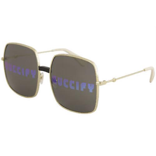 Gucci Women`s GG0414S GG/0414/S 002 Gold Fashion Square Sunglasses 60mm