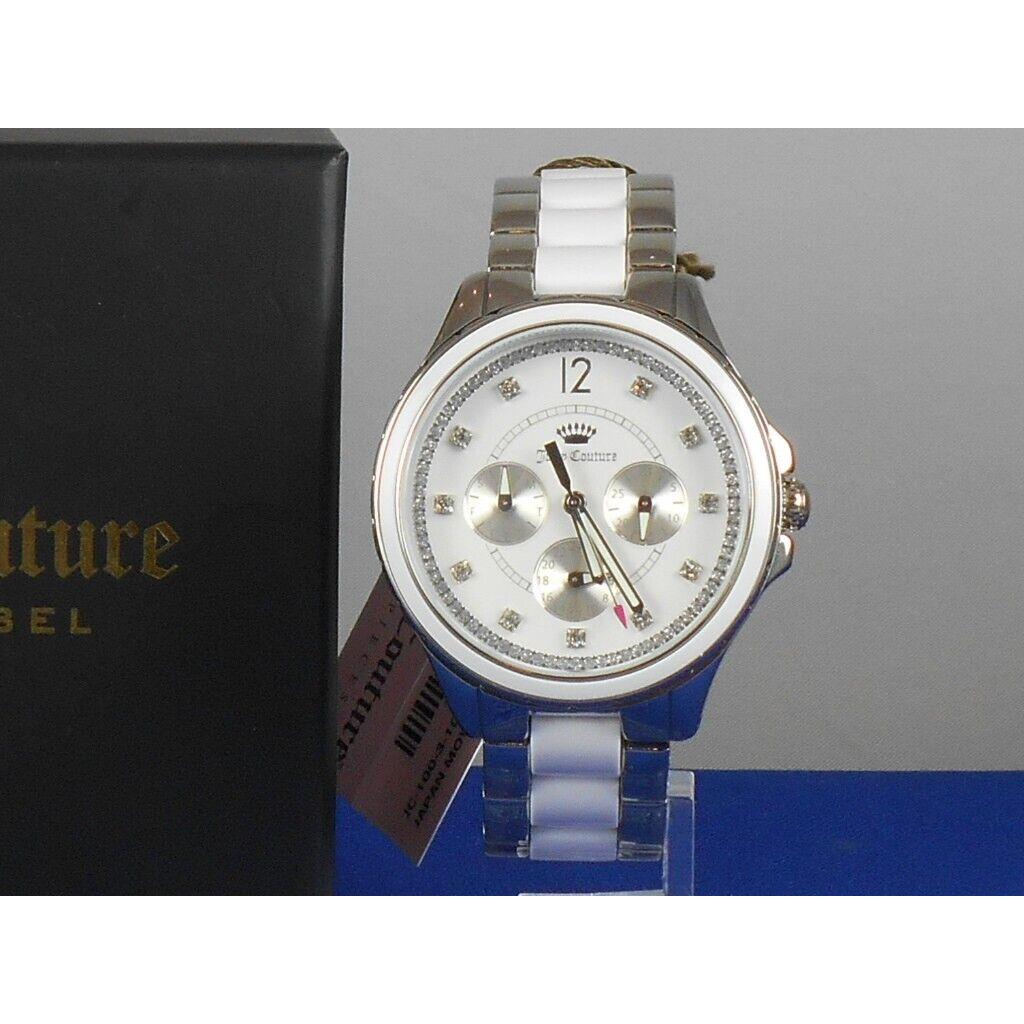 Juicy Couture Gwen Silver White Dial Crystal Women`s Multifunction Watch