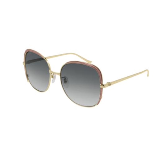 Gucci GG0400S 001 Gold/grey Gradient Metal Oversized Square Women`s Sunglasses