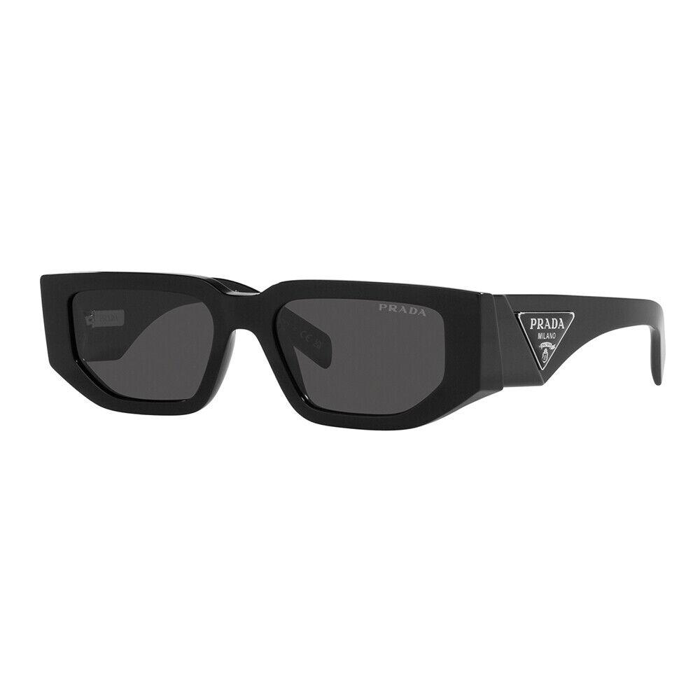 Prada PR 09ZS 1AB5S0 Black Plastic Rectangle Sunglasses Grey Lens