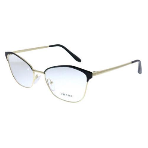 Prada PR 62XV AAV1O1 Black Light Gold Metal Cat-eye Eyeglasses 54mm - Black Frame, Clear Lens