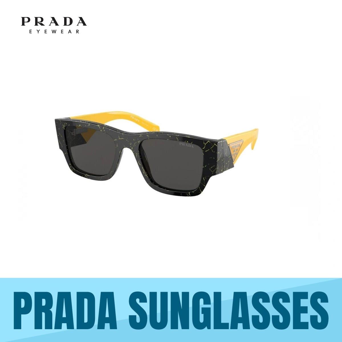 Prada PR 10ZS 19D5S0 Black Yellow Marble-dark Grey Men`s Sunglasses