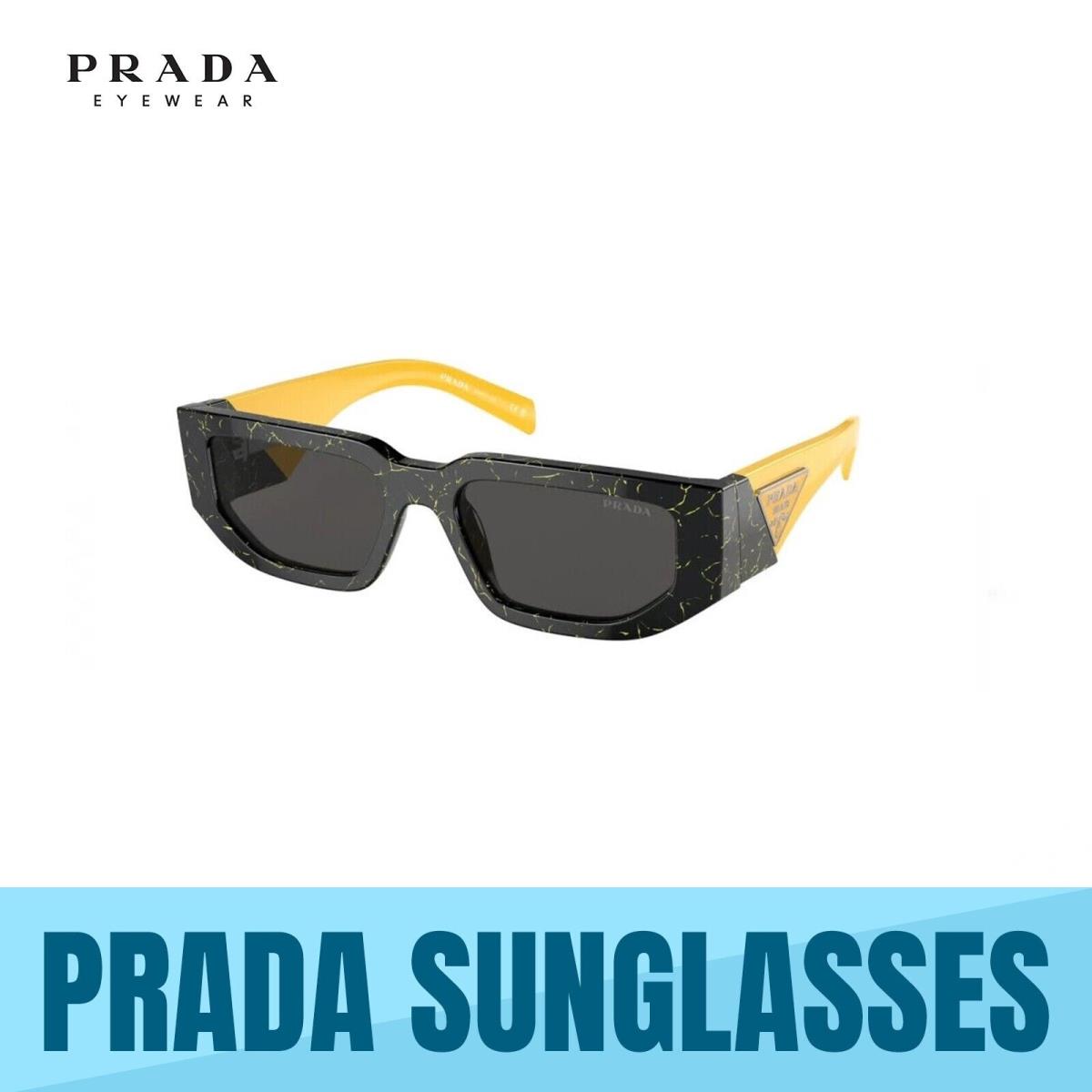 Prada PR 09ZS 19D5S0 Black Yellow Marble-dark Grey Men`s Sunglasses Authetic