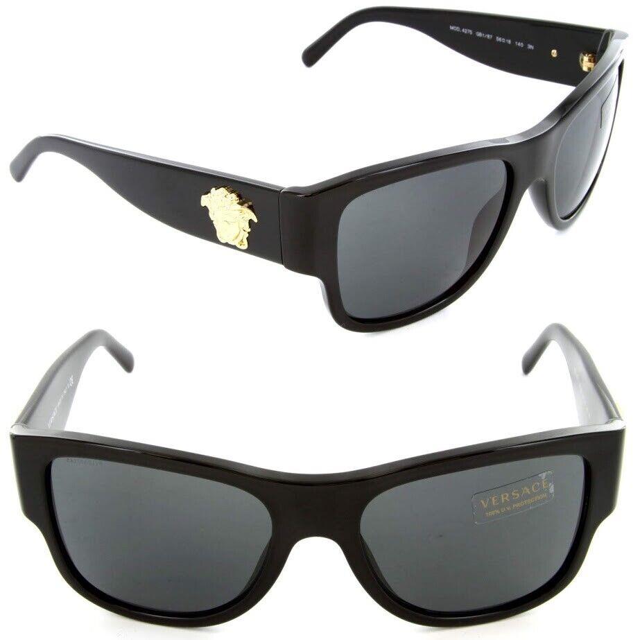 Versace Men`s Sunglasses VE 4275 GB1/87 58mm Black-gold / Grey Lens