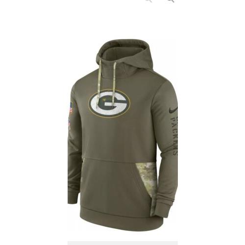 Green Bay Packers Salute to Service Nike Therma Fit Pullover Hoodie Mens L