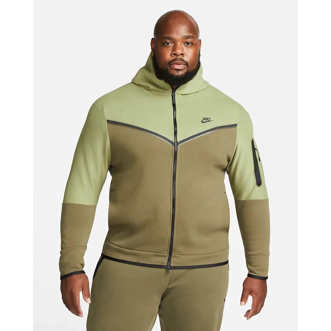 Nike Men`s Tech Fleece Color Block Alligator Olive Green CU4489-334 3XL-TALL