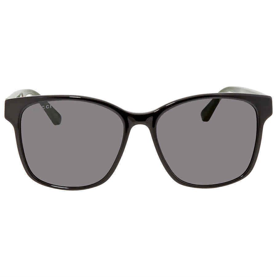 Gucci Grey Rectangular Unisex Sunglasses GG0417SK 001 56 GG0417SK 001 56