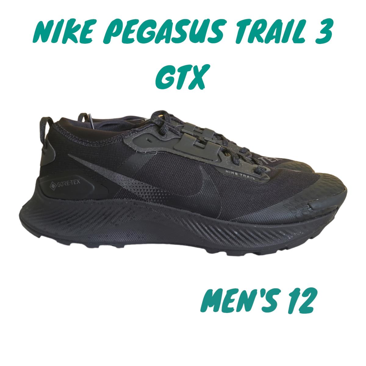 Nike Mens 12 Pegasus Trail 3 Gore-tex Gtx Running Shoes DC8793-001 Black