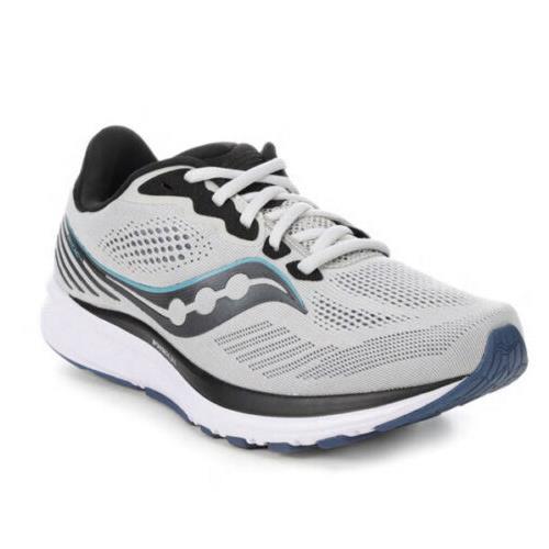 Men Saucony Ride 14 Running Training Shoes Fog/black/storm Grey S20651-35 Wide - Fog/Black/Storm Grey