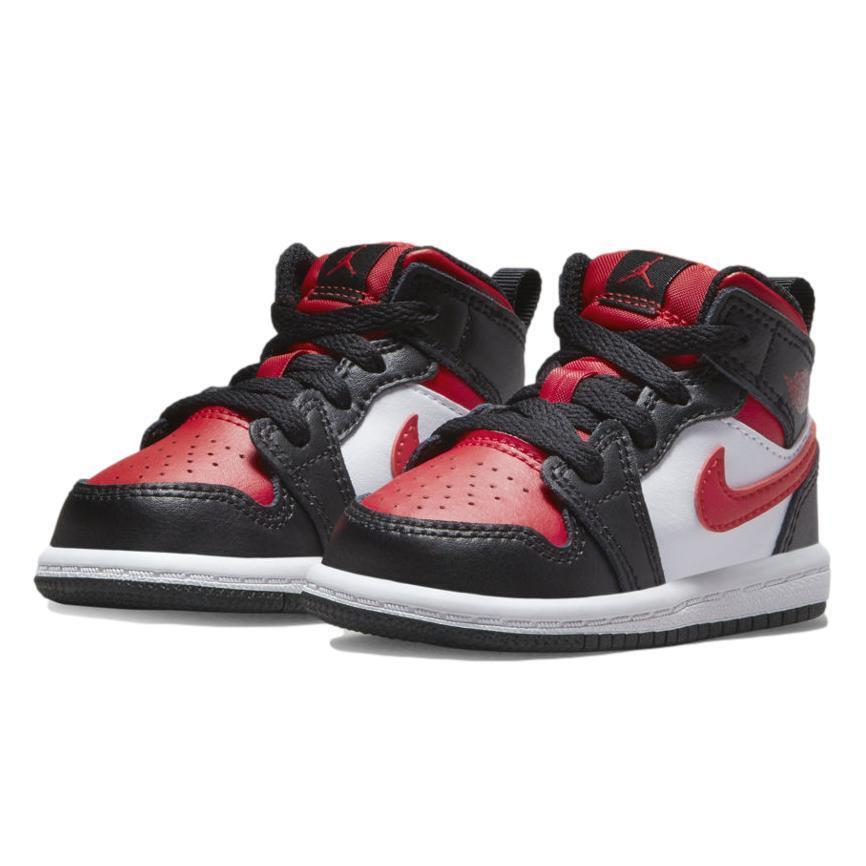 Nike Air Jordan 1 Mid TD `black Fire Red` Toddler Shoes Sneakers 640735-079