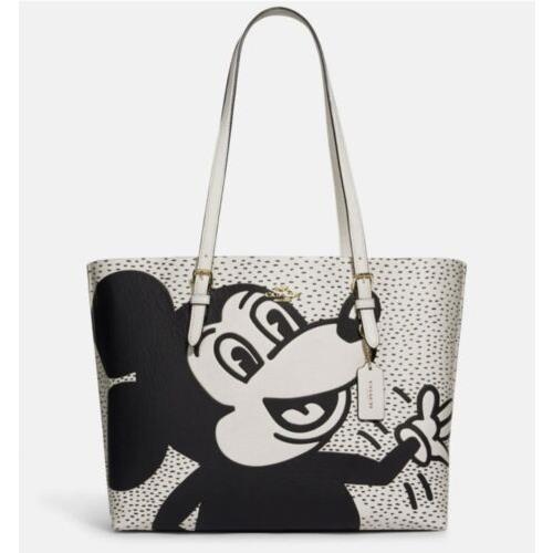 Coach Disney Mickey Mouse X Keith Haring Mollie Tote Gold/chalk Multi