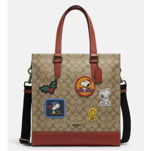 Coach X Peanuts Graham Structured Tote In Signature Canvas with Patches