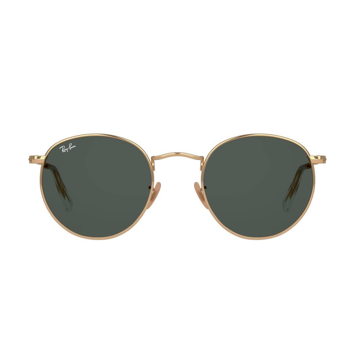 Ray-ban Round Metal Polished Gold/green G-15 47 mm Sunglasses RB3447 001 47 - Frame: Gold, Lens: Green