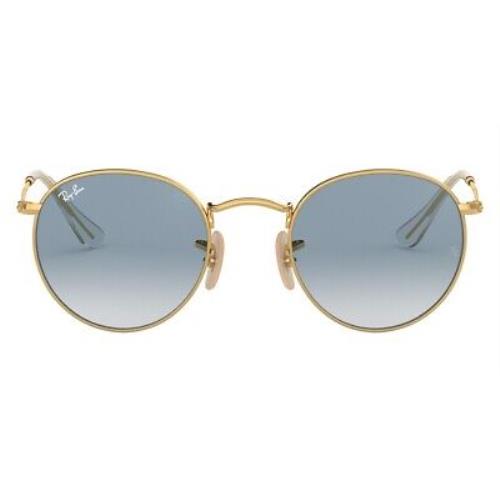 Ray-ban 0RB3447N Sunglasses Men Gold Round 50mm - Frame: Gold, Lens: Clear Gradient Blue, Model: Arista