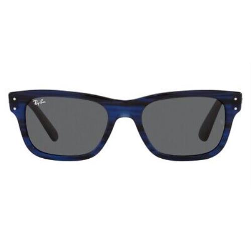 Ray-ban 0RB2283 Sunglasses Men Blue Rectangle 55mm - Frame: Blue, Lens: Dark Grey, Model: Striped Blue