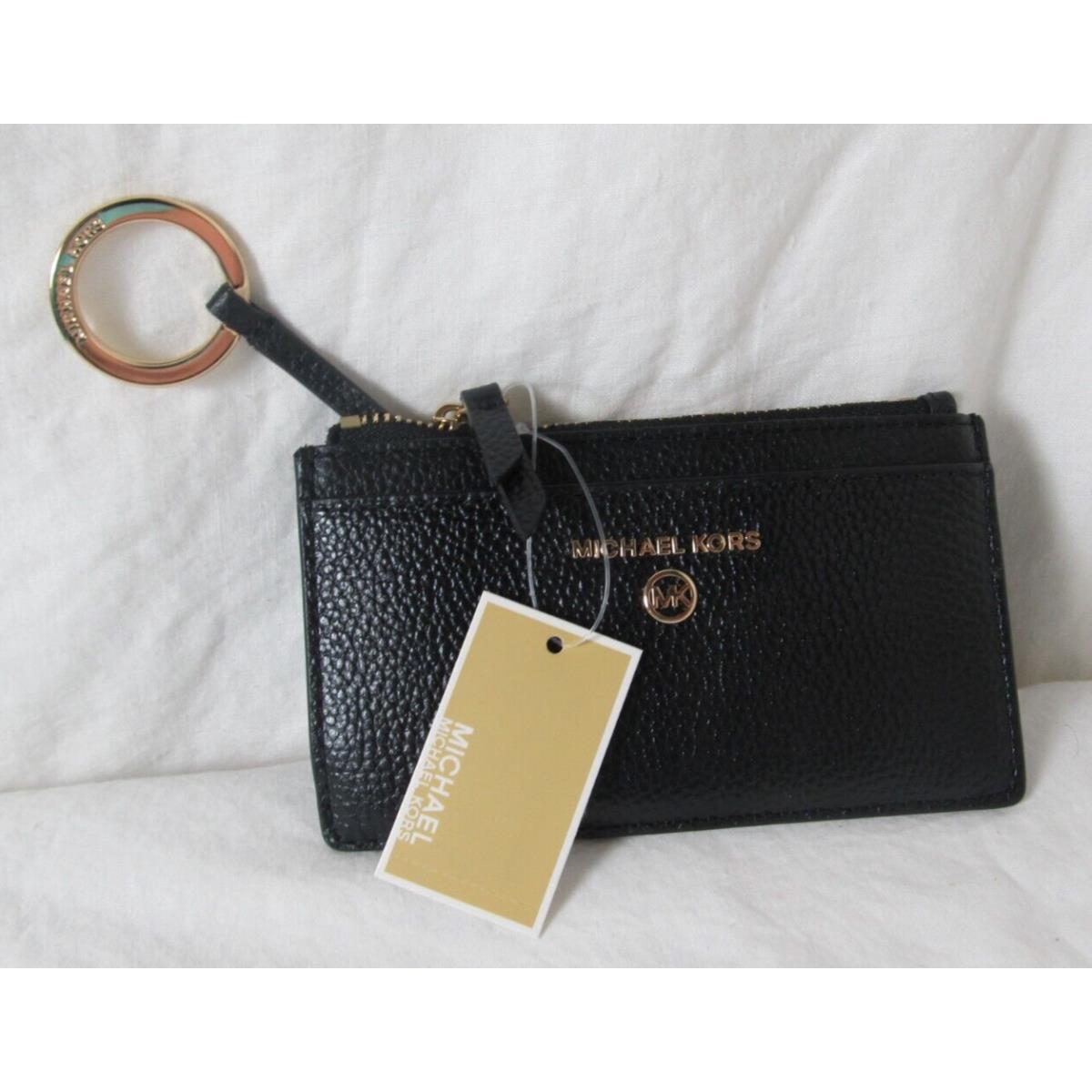 Michael Kors Black Pebble Leather Slim Keychain Card Case - Michael Kors  wallet - 008712140373 | Fash Brands